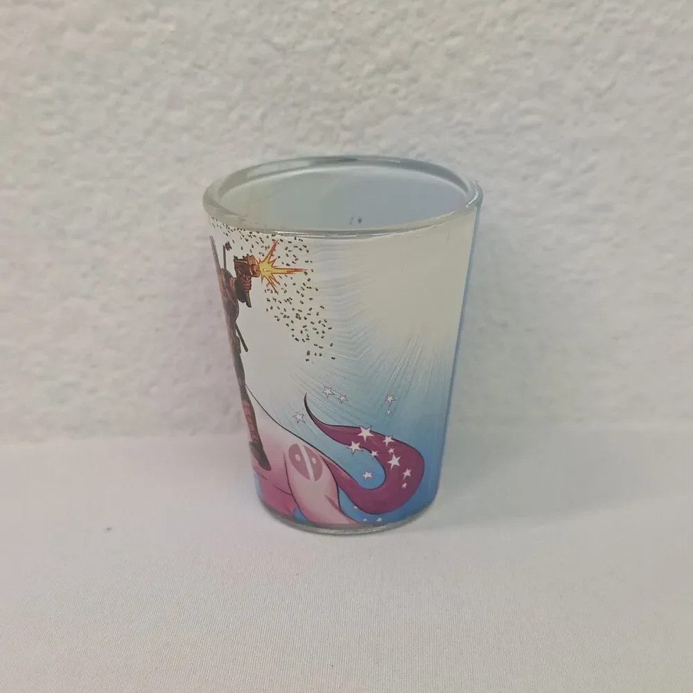Deadpool Shot Glass, Deadpool On A Unicorn, Spencer's, Marvel Comics New